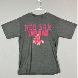 Boston Red Sox T-Shirt Mens Large Gray Top Dad MLB Baseball Graphic Good